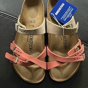 Brand New Birkenstock Women's Sandals, Franca, Size 37, Mars Red/Sandcastle